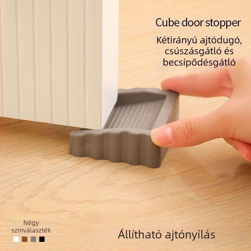 Többfunkciós ajtóstopper, szélvédett, kétirányú, levehető, lopás elleni és összeszorítás elleni védelem, fúrás nélküli rögzítés