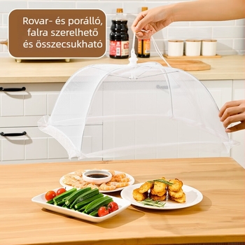 Háztartási asztalterítő szúnyoghálóval, konyhai ételfedő, összecsukható