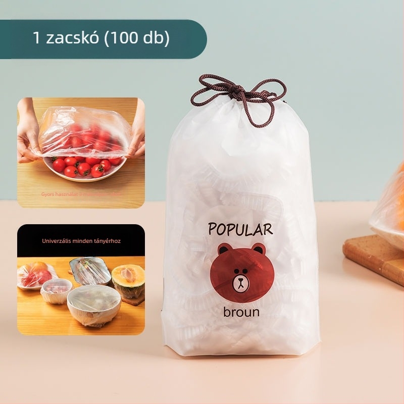 Nagy méretű egyszer használatos élelmiszer-minőségű műanyag fóliák készlete és mikrohullámú sütőbe alkalmas edényfedél