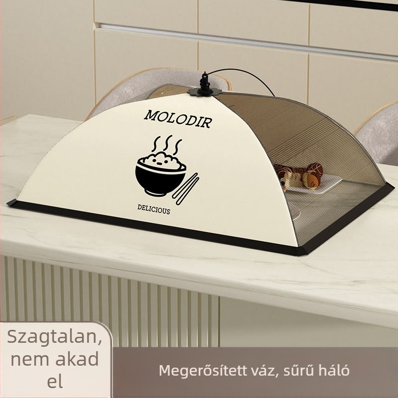 Hajtogatható hálós étkezőfedő, por- és legyek elleni védelem, lefedi a maradékokat, élelmiszer-minőség