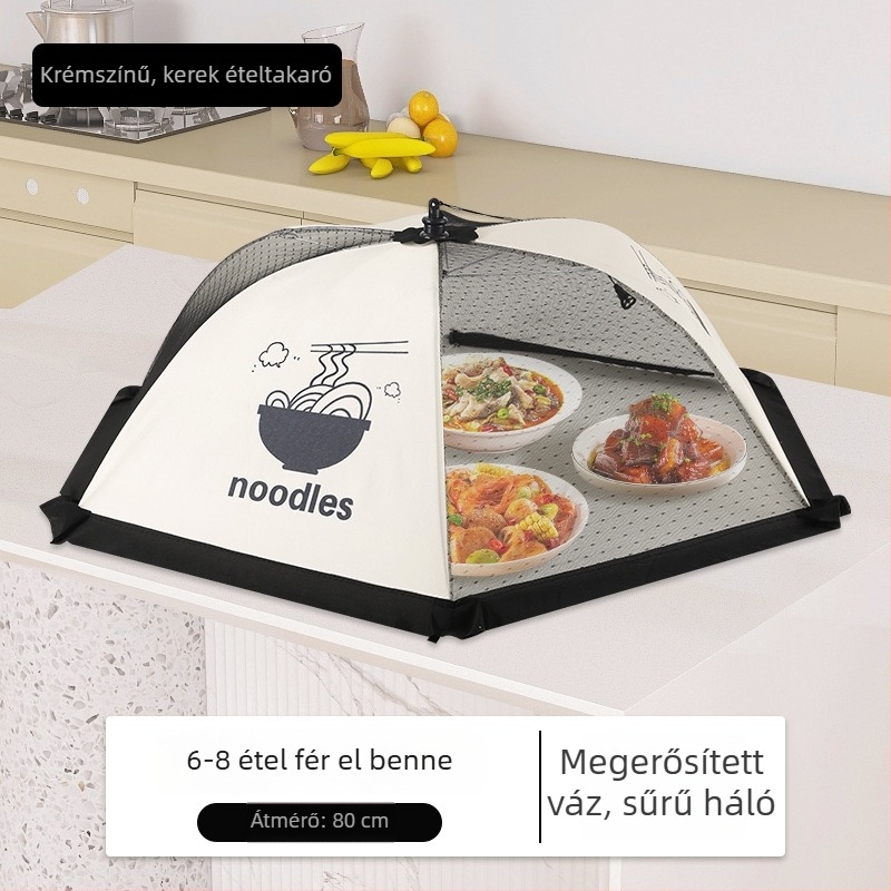 Hajtogatható hálós étkezőfedő, por- és legyek elleni védelem, lefedi a maradékokat, élelmiszer-minőség