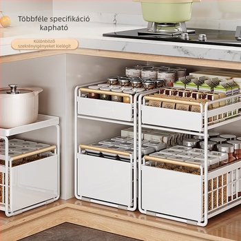 Konyhai mosogató alatti tároló, tolóoszlopos több szintű kosár a szekrényben, fürdőszobai rendező, multifunkcionális tároló állvány
