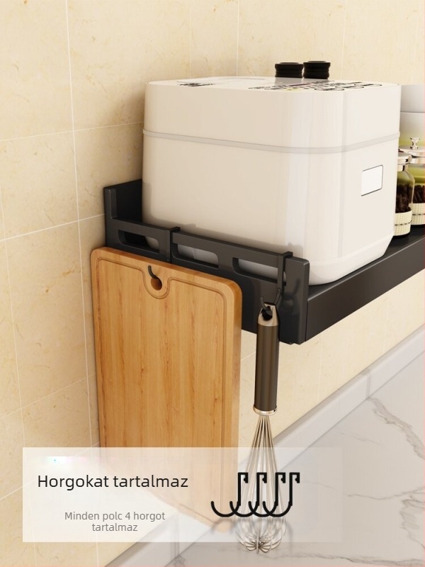 Rozsdamentes acélból készült falra szerelhető konyhai fűszeres polc, fúrásmentes, széles, multifunkcionális tárolás