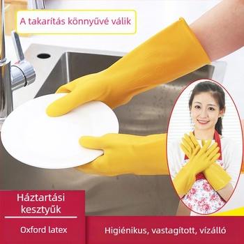 Háztartási konyhai kesztyűk latexből, vízálló és strapabíró, mosogatáshoz és mosáshoz, latex béléses, csúszásmentes és kopásálló
