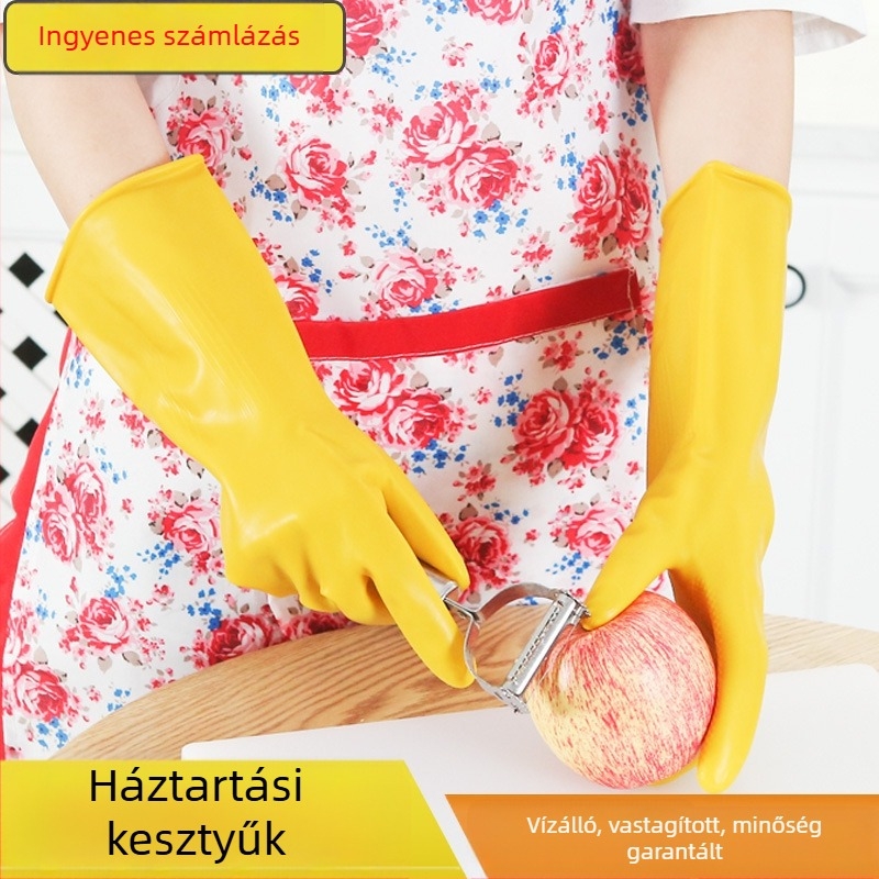 Háztartási konyhai kesztyűk latexből, vízálló és strapabíró, mosogatáshoz és mosáshoz, latex béléses, csúszásmentes és kopásálló