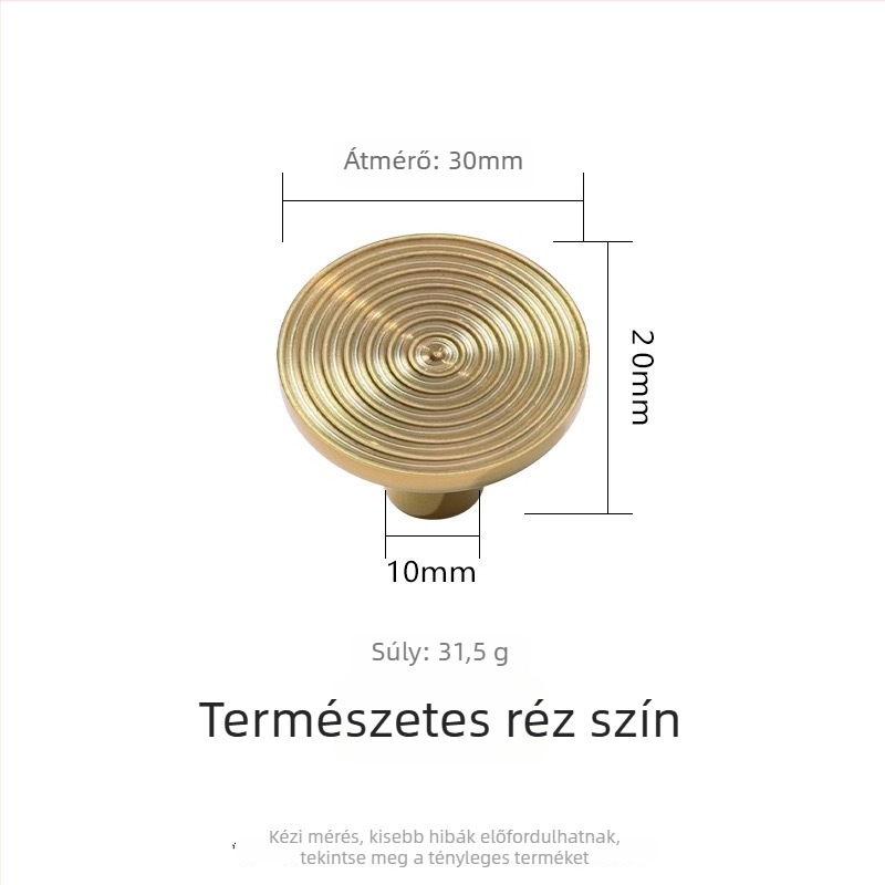Sárgaréz egyetlen lyukú fogantyú fiókokhoz, szekrényekhez és ruhásszekrényekhez – modern minimalista dizájn