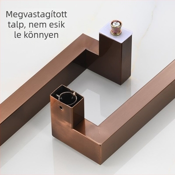 Szálcsiszolt felületű rozsdamentes acél üvegajtó fogantyú négyzet keresztmetszetű csővel, kettős görbű kialakítású, ujjlenyomat-mentes, keretes csúszóajtóhoz