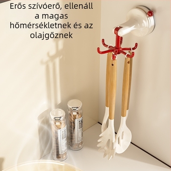 Fúrás nélküli szívókorongos forgó kampó a konyhának — spatula és konyhai eszközök tárolására, többfunkciós tartó