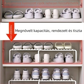 Helytakarékos cipősszekrény beépített elválasztókkal és kihúzható többszintű tárolóval