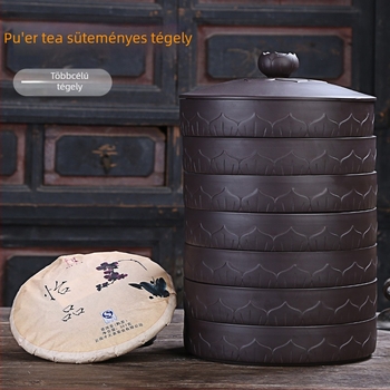 Pu'er teakeksz nagy üveg, lila homokból készült, zárható teás tároló