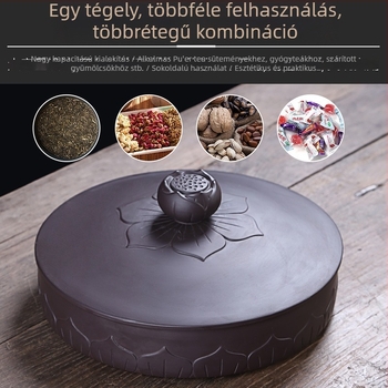 Pu'er teakeksz nagy üveg, lila homokból készült, zárható teás tároló