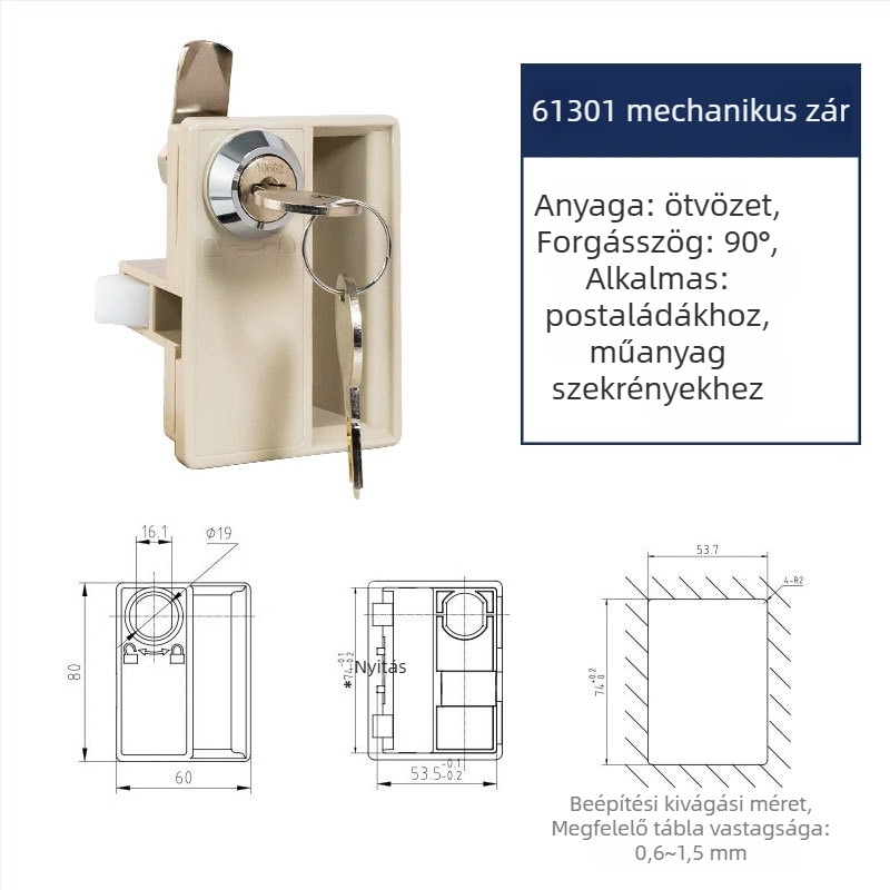 Mechanikus négyjegyű kombinációs zár ABS műanyag és acél szekrényekhez — minimalist dizájn