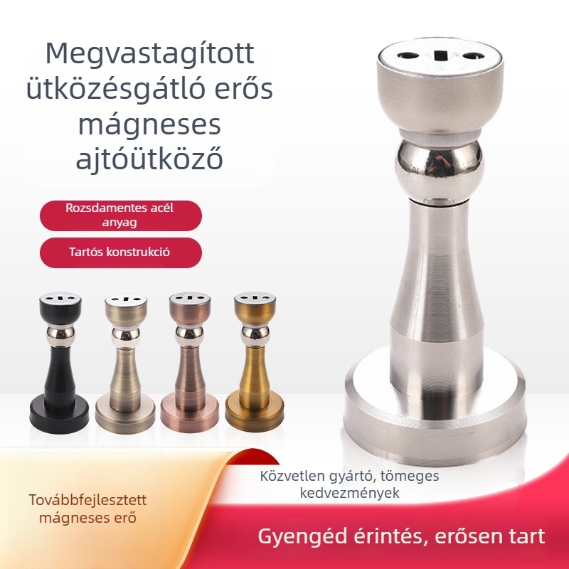 Rozsdamentes acél erős mágneses ajtóstopper perforált alappal, falra szerelhető, hálószoba és fürdőszoba ajtókhoz