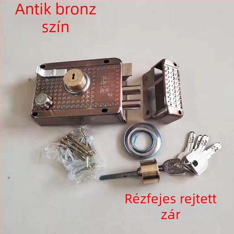 Antik bronz ajtókilincs, külső zárókészlet, kompakt fogantyú vas- és faajtókhoz, vastagított dekoratív fogantyú