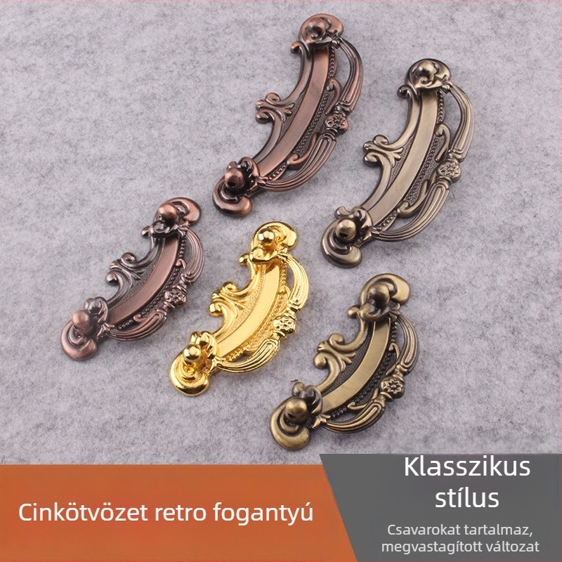 Cinkötvözet húzógyűrű fogantyú szekrényekhez – antik arany felület, klasszikus kínai stílus