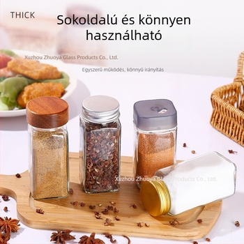 Négyzet alakú fűszertartó – konyhai kellékek, chili és kömény, átlátszó üveg grillhez