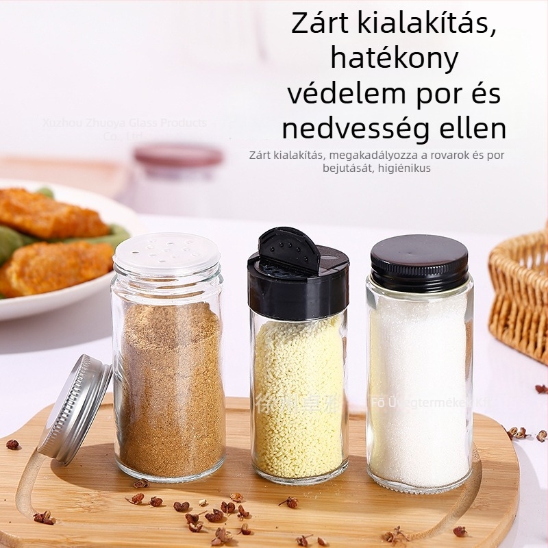 Négyzet alakú fűszertartó – konyhai kellékek, chili és kömény, átlátszó üveg grillhez