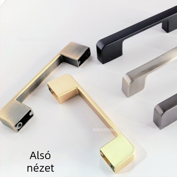 Fekete vintage–modern minimalist szekrény, cinkötvözetből készült, négyszögletes, megerősített fogantyú