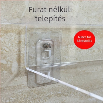 Akril falra szerelhető tároló, fúrás nélkül, falra akasztható polc nappaliba, fürdőszobába és a konyhába