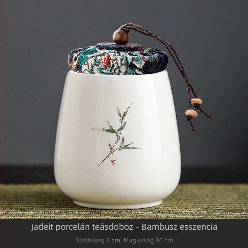 Jade színű kerámia teás tartó, zárható teaüveg, orvosi és kozmetikai felhasználás
