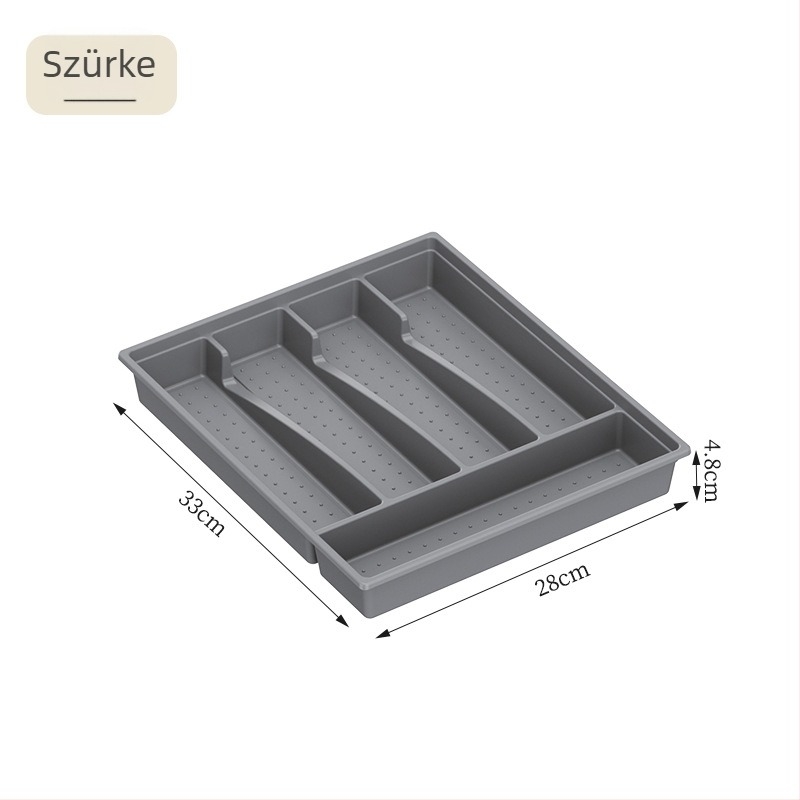 Fedeles evőeszköztároló doboz rekeszekkel, fiókos rendező konyhához vagy asztalhoz, porálló, 2 L, 33 × 28,5 × 5 cm, PP+PET