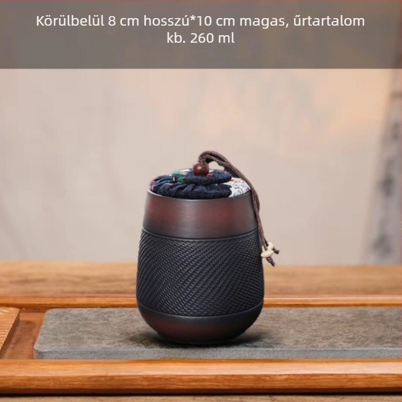 Lezárt kerámi teás tároló lila agyagból Pu'er tea tárolására, nedvességálló, letisztult modern dizájn, elérhető nagy, közepes és kicsi méretben