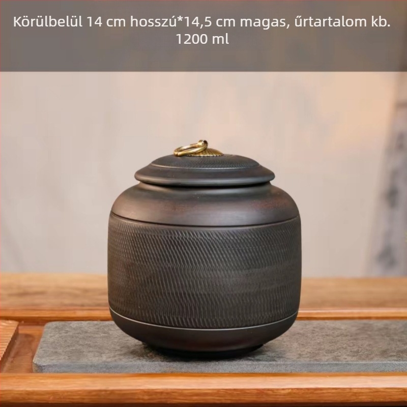 Lezárt kerámi teás tároló lila agyagból Pu'er tea tárolására, nedvességálló, letisztult modern dizájn, elérhető nagy, közepes és kicsi méretben