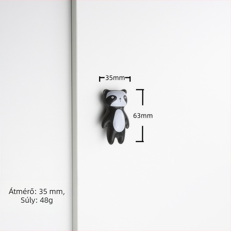 Gyerekek szekrényéhez kerámiás fogantyú, Panda, gömb alakú
