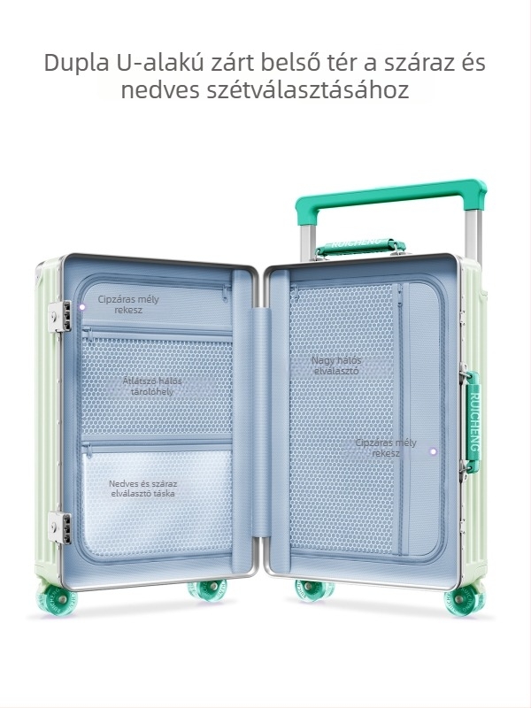 Ruicheng alumínium vázú utazótáska, 20 hüvelyk, kézipoggyászhoz, csendes univerzális kerekek, széles teleszkópos fogantyú, TSA kombinációs zár