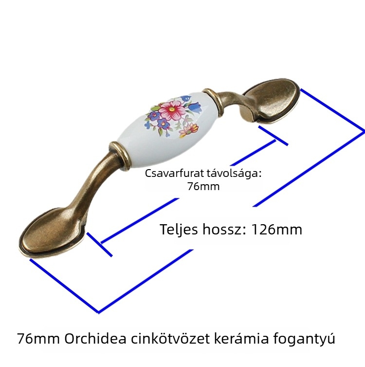 Orchidea kerámia ajtókilincs konyhaszekrényekhez és gardróbokhoz, retro új kínai stílus
