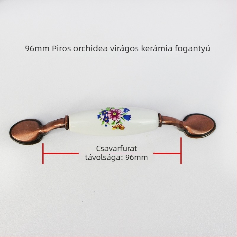 Orchidea kerámia ajtókilincs konyhaszekrényekhez és gardróbokhoz, retro új kínai stílus