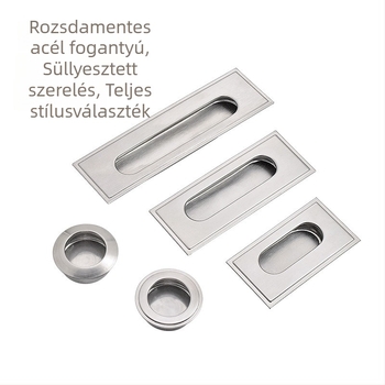 Rejtett körkörös fogantyú szekrényajtókhoz és fiókokhoz, rozsdamentes acél, beépített