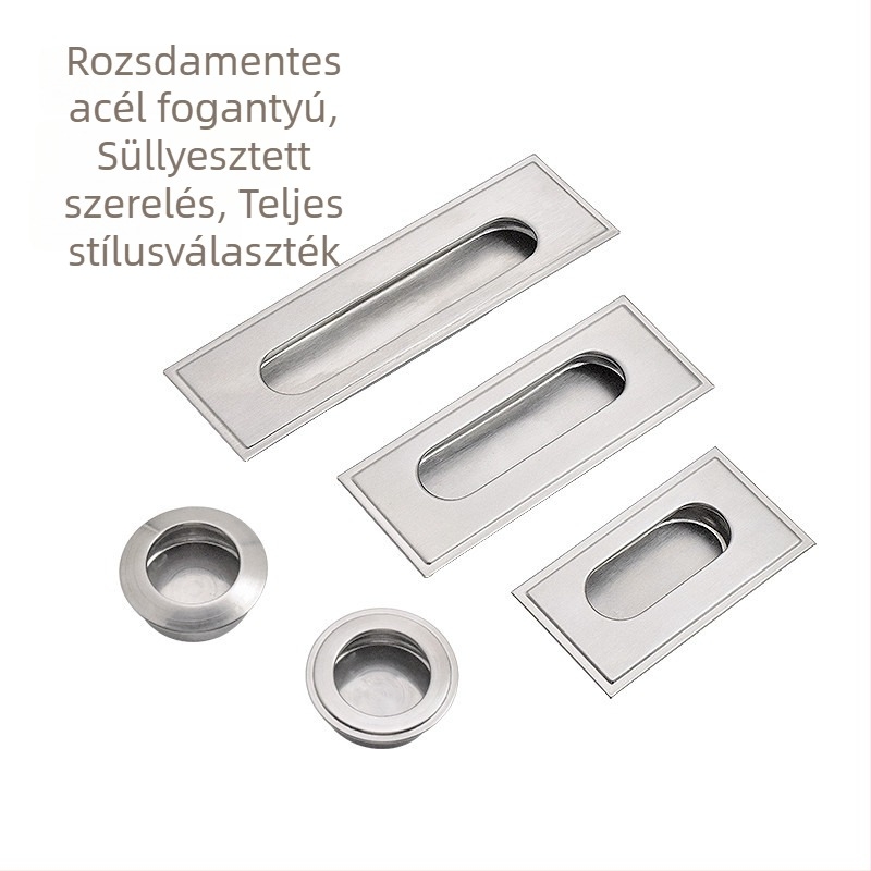 Rejtett körkörös fogantyú szekrényajtókhoz és fiókokhoz, rozsdamentes acél, beépített