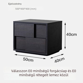 Tömörfa éjjeliszekrény olasz stílusban, letisztult luxus, szabadon álló, fiókos, hálószobai tároló, fekete, kiváló minőség
