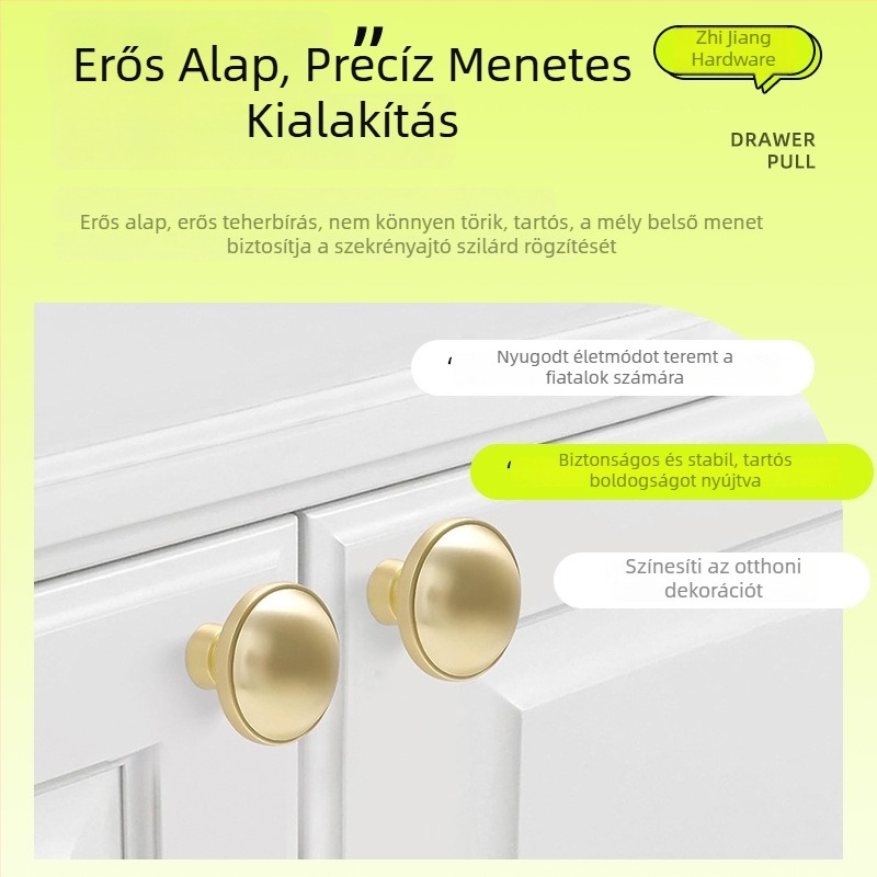 Konyhaszekrény gombok cinkötvözetből, pezsgő bronz felülettel, aranyszínű fiókgombok, egy lyukú fogantyú
