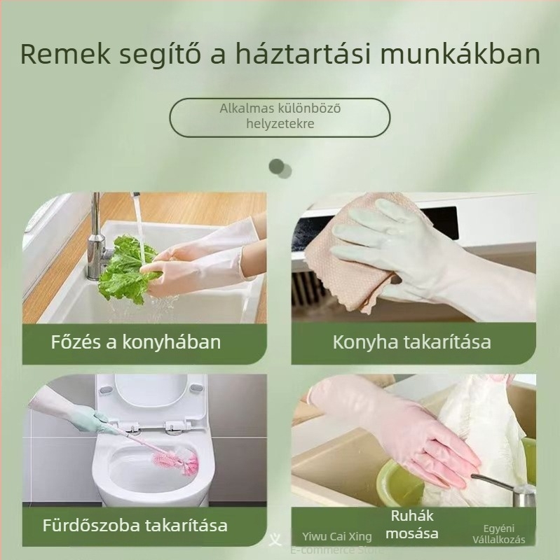 Gradiens színű latex kesztyű, vízálló és csúszásmentes, strapabíró konyhai használatra, mosogatáshoz, ruhák mosásához és otthoni tisztításhoz.