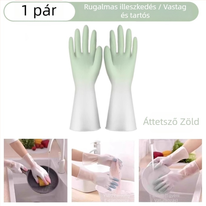 Gradiens színű latex kesztyű, vízálló és csúszásmentes, strapabíró konyhai használatra, mosogatáshoz, ruhák mosásához és otthoni tisztításhoz.