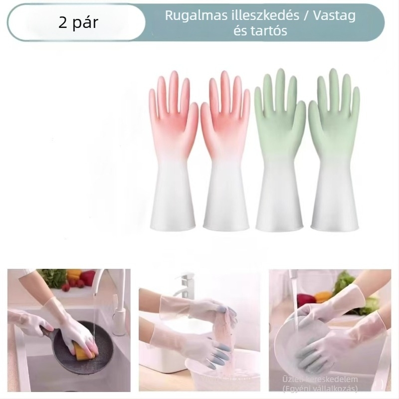 Gradiens színű latex kesztyű, vízálló és csúszásmentes, strapabíró konyhai használatra, mosogatáshoz, ruhák mosásához és otthoni tisztításhoz.