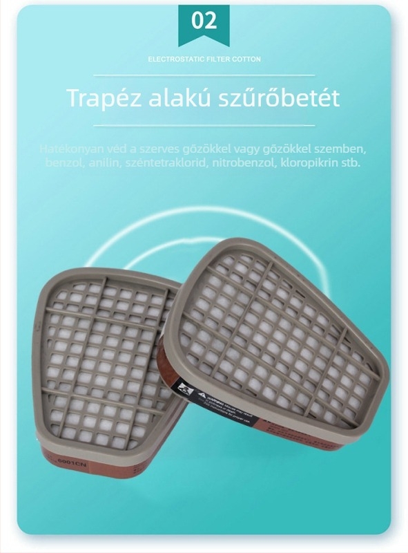 6200 Gázmaszk felújításhoz és csiszoláshoz — porvédő maszk fújtat festéshez, növényvédőszerekhez és vegyi anyagokhoz