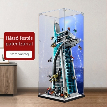 Akril kijelző doboz LEGO 76269 Avengers Tower modellhez – kézzel készített tároló porvédővel