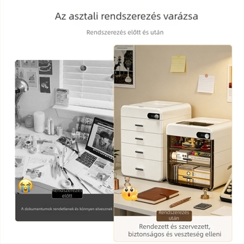 Asztali jelszótároló doboz fiókos kivitelben, nagy kapacitású, többszintű irattároló dokumentumokhoz, irodai kellékekhez és ékszerekhez – ékszerdoboz