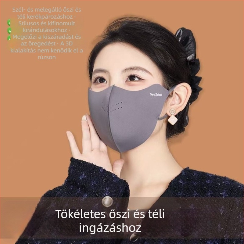 Női őszi–téli varrás nélküli ultrahangos meleg maszk, 3D kontúr, szemvédelem, szél- és hidegálló kerékpáros maszk.