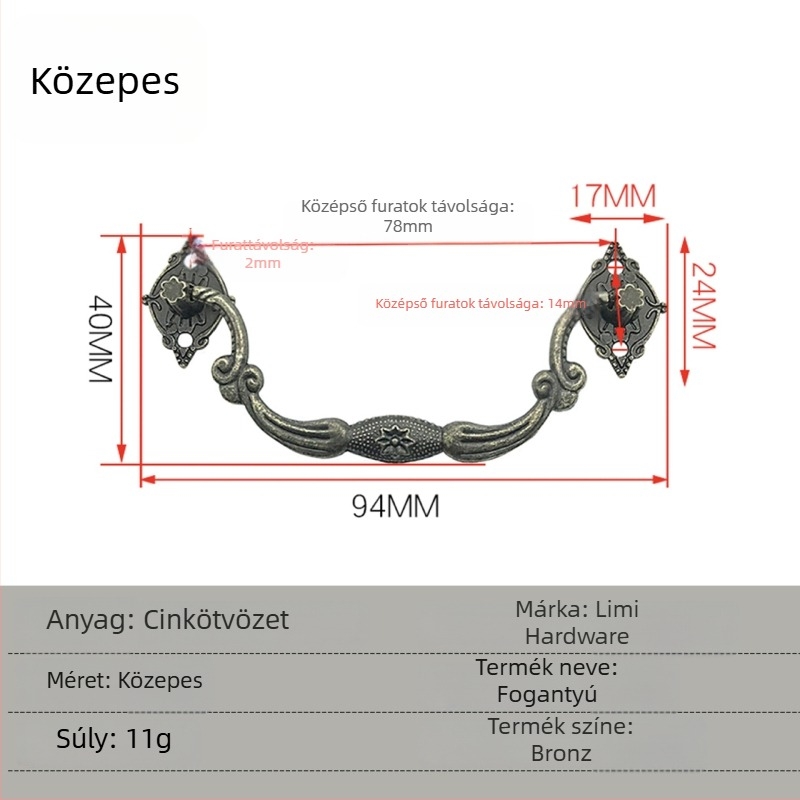 Hat antik bronz nyolcszögletes csillag alakú fogantyú európai stílusú vintage ékszerdobozokhoz és fa dobozokhoz