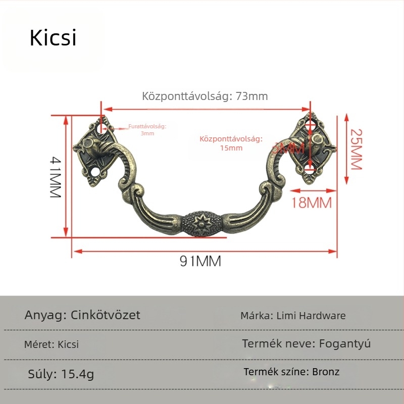 Hat antik bronz nyolcszögletes csillag alakú fogantyú európai stílusú vintage ékszerdobozokhoz és fa dobozokhoz