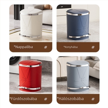 Luxus otthoni szemetes pedállal és fedővel, nagy kapacitású, műanyag, nappaliba, konyhába, hálószobába és fürdőszobába.
