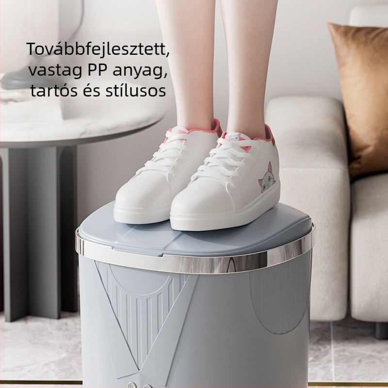 Luxus otthoni szemetes pedállal és fedővel, nagy kapacitású, műanyag, nappaliba, konyhába, hálószobába és fürdőszobába.