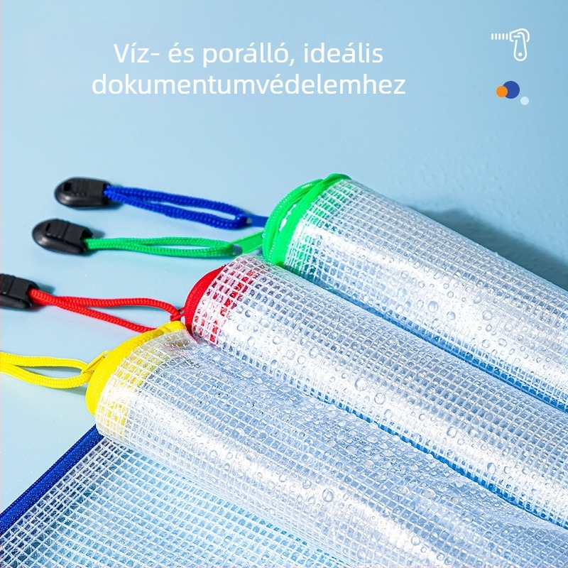 Deli 5654/5655/5656 rácsos cipzáras irattáska – vízálló, megerősített a dokumentumok és vizsgadolgozatok tárolására