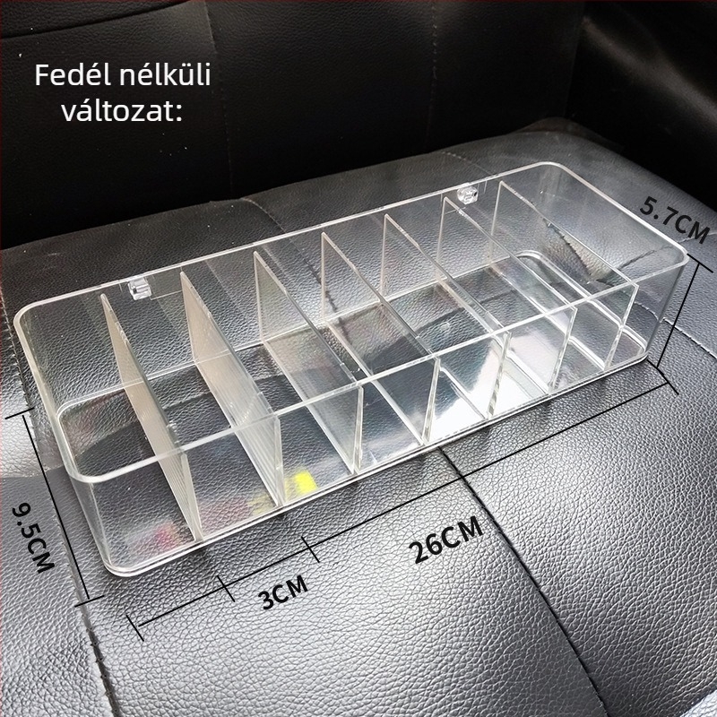 Átlátszó akril kábel- és kártyatartó doboz fedéllel, asztali rendező