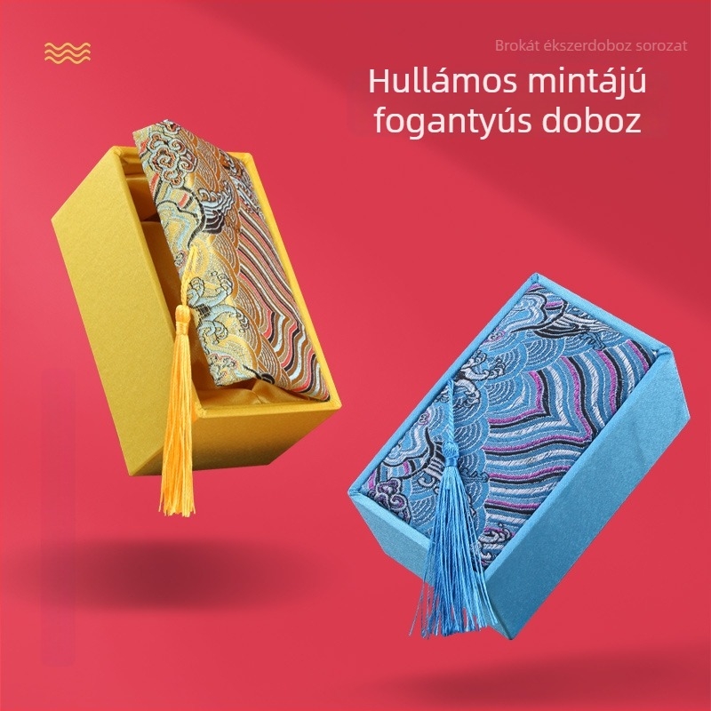 Luxusos retro brokát doboz pecsétekhez és Wenwan diók kiállításához, ékszerdoboz és ajándékcsomagolás