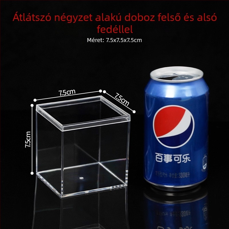 Négyzet alakú, áttetsző akril doboz fedővel, műanyagból, esküvői édességek csomagolásához és sütemények tárolására